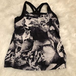 Lucy Workout Tank Cross Back Built In Bra Black